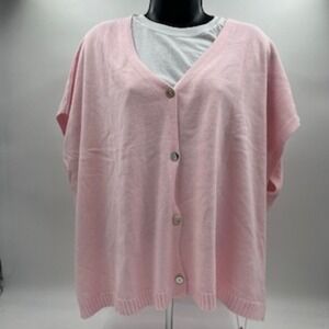 Saodimallsu Womens Pink V-Neck Large Button Front Knit Cardigan Oversized NWT